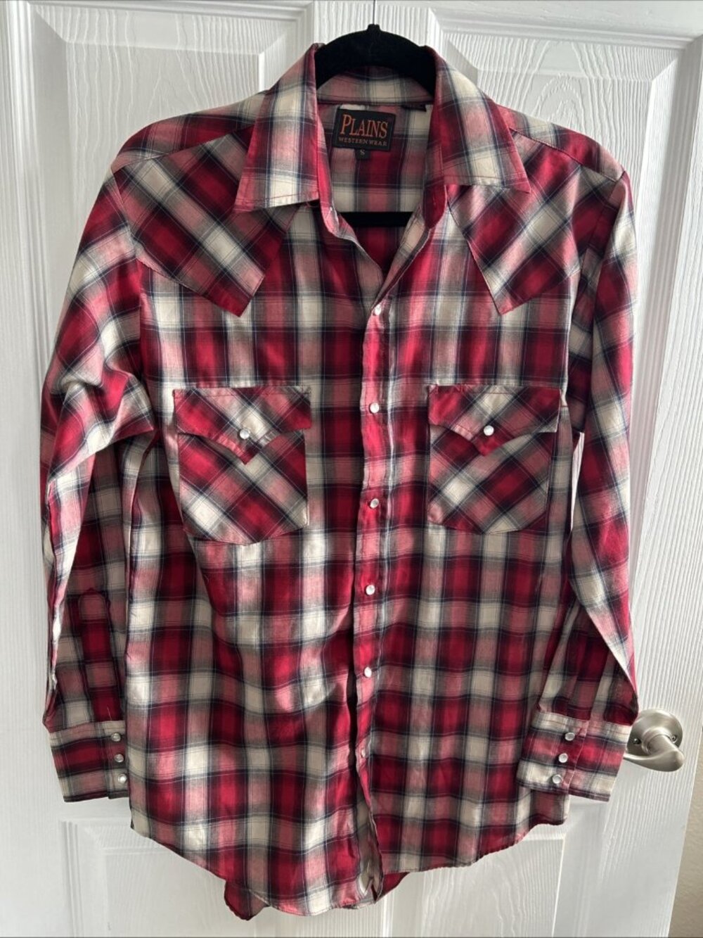 Plains Western Wear Button Shirt Pearl Snap Long Sleeve Plaid Men’s Small
